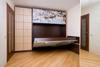 Photos of a wardrobe with a built-in bed
