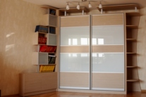 Wardrobe-bed with shelves